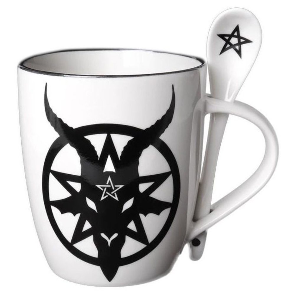 Alchemy Gothic Baphomet Coffee Mug Spoon Gift NIB